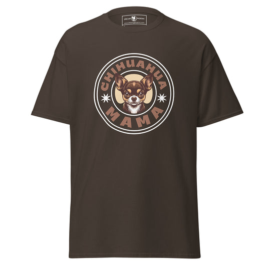 chihuahua-mama-classic-unisex-tee-dark-chocolate-colour-front-view