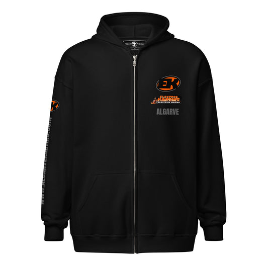electric-karting-unisex-heavy-blend-zip-hoodie-black-front-view-Dreamy Phoenix