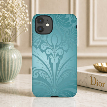 velvet-bloom-aqua-colour-damask-pattern-tough-Phone-Cover-exclusive-to-Dreamy Phoenix