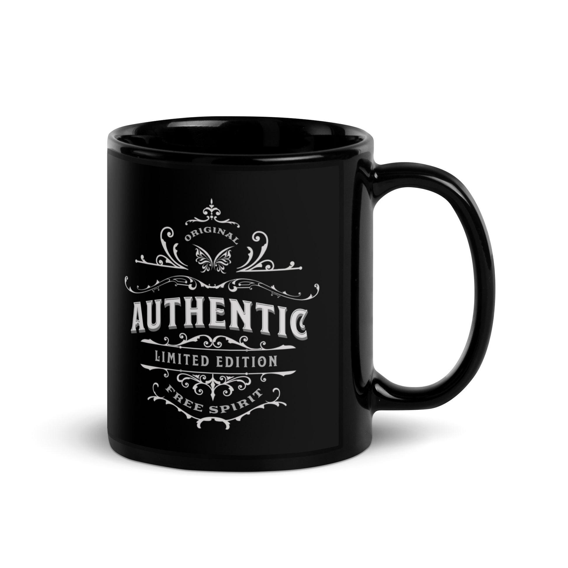 Authentic-Free-Spirit-black-mug-11-oz-handle-on-right-Dreamy Phoenix