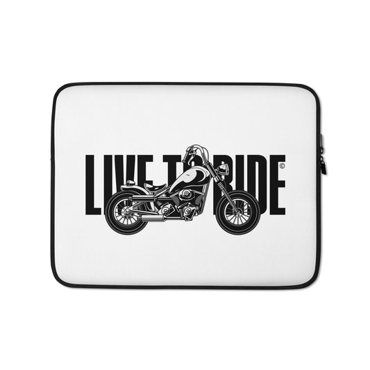 Live-To-Ride-white-biker-laptop-sleeve-13-inch-front-view-Dreamy Phoenix