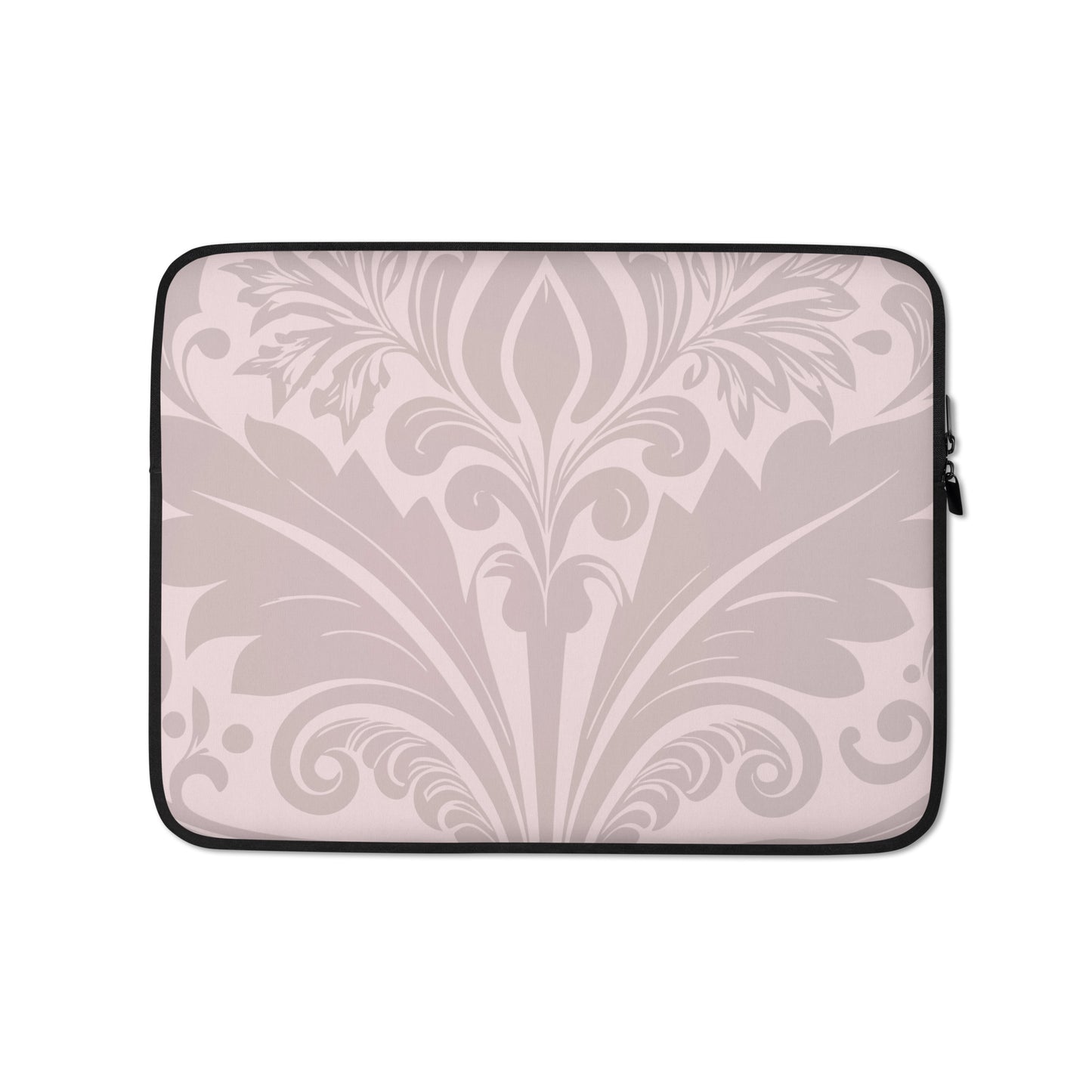 Velvet-Bloom-damask-blush-coloured-laptop-sleeve-13-inch-front-view-Dreamy Phoenix