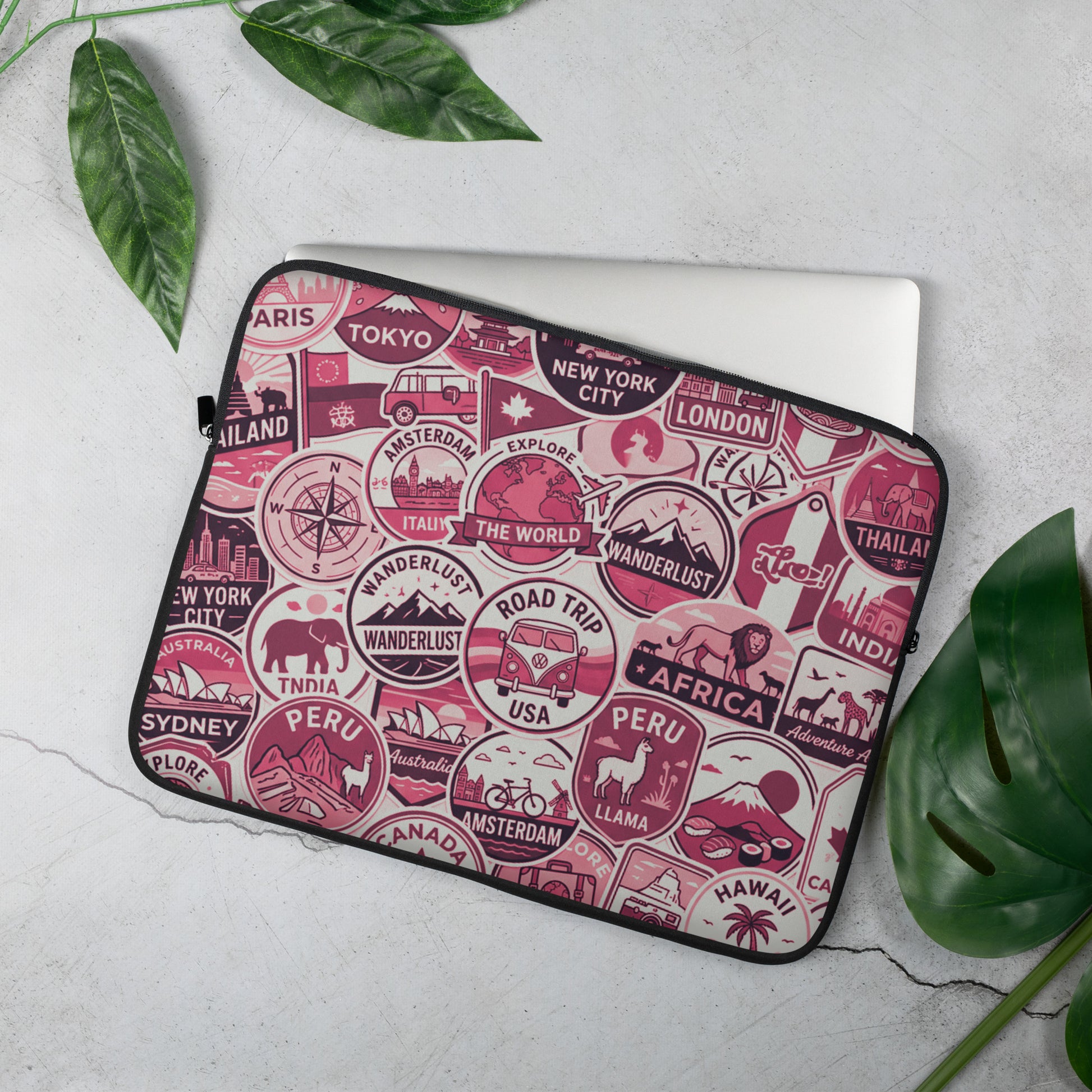Wanderlust-travel-sticker-laptop-sleeve-15-front-Dreamy Phoenix
