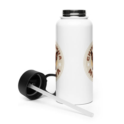 Chihuahua Mama - (Brown) Stainless Steel Water Bottle with Straw Lid