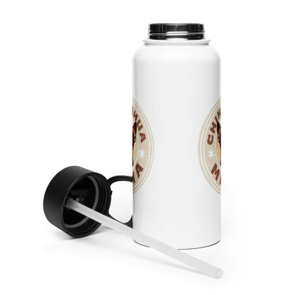 Chihuahua Mama - (Brown) Stainless Steel Water Bottle with Straw Lid