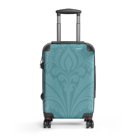 Floral Bloom-damask-aqua-colour-suitcase-small-front-Dreamy Phoenix