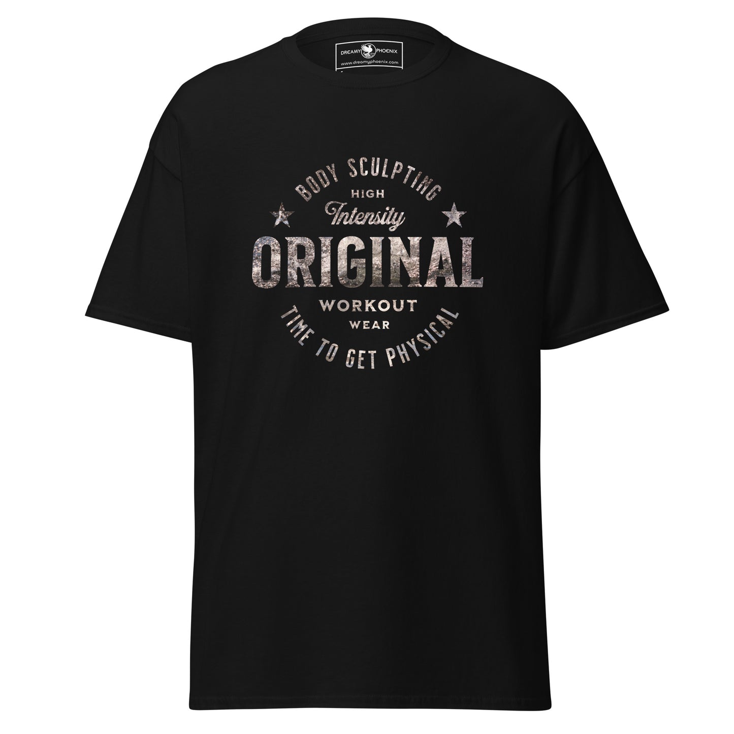 original-workout-wear-unisex-classic-gym-tee-black-front-view-Dreamy Phoenix