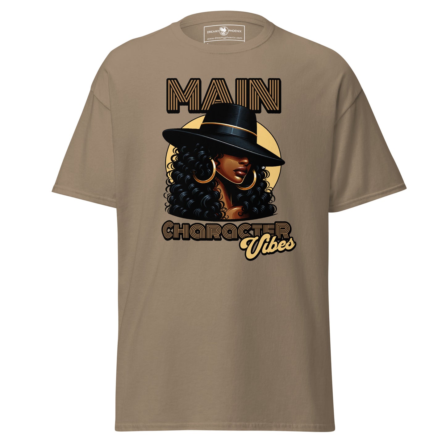 main-character-vibes-retro-motown-edition-classic-tee-brown-savana-colour-front-exclusive-to-Dreamy Phoenix