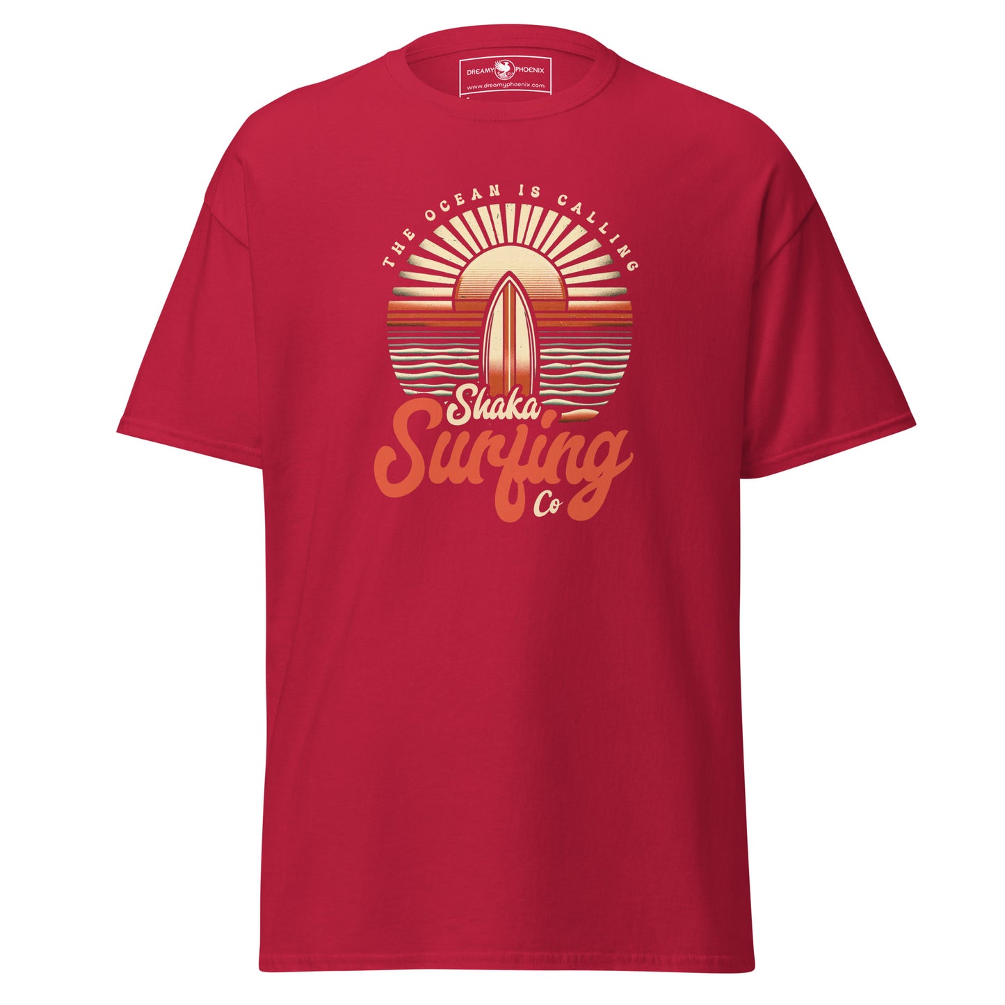 shaka-surfing-co-unisex-classic-tee-cardinal-red-colour-front-view-Dreamy Phoenix