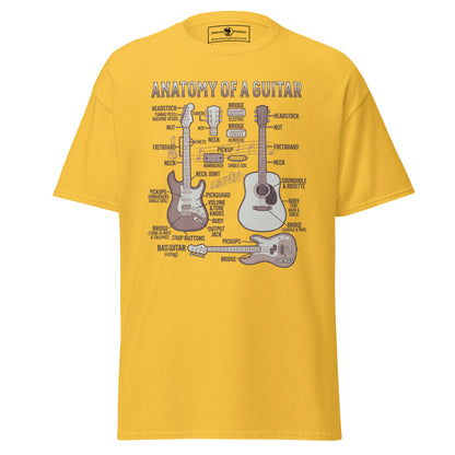 anatomy-of-a-guitar-unisex-classic-tee-daisy-yellow-colour-front-view-Dreamy Phoenix