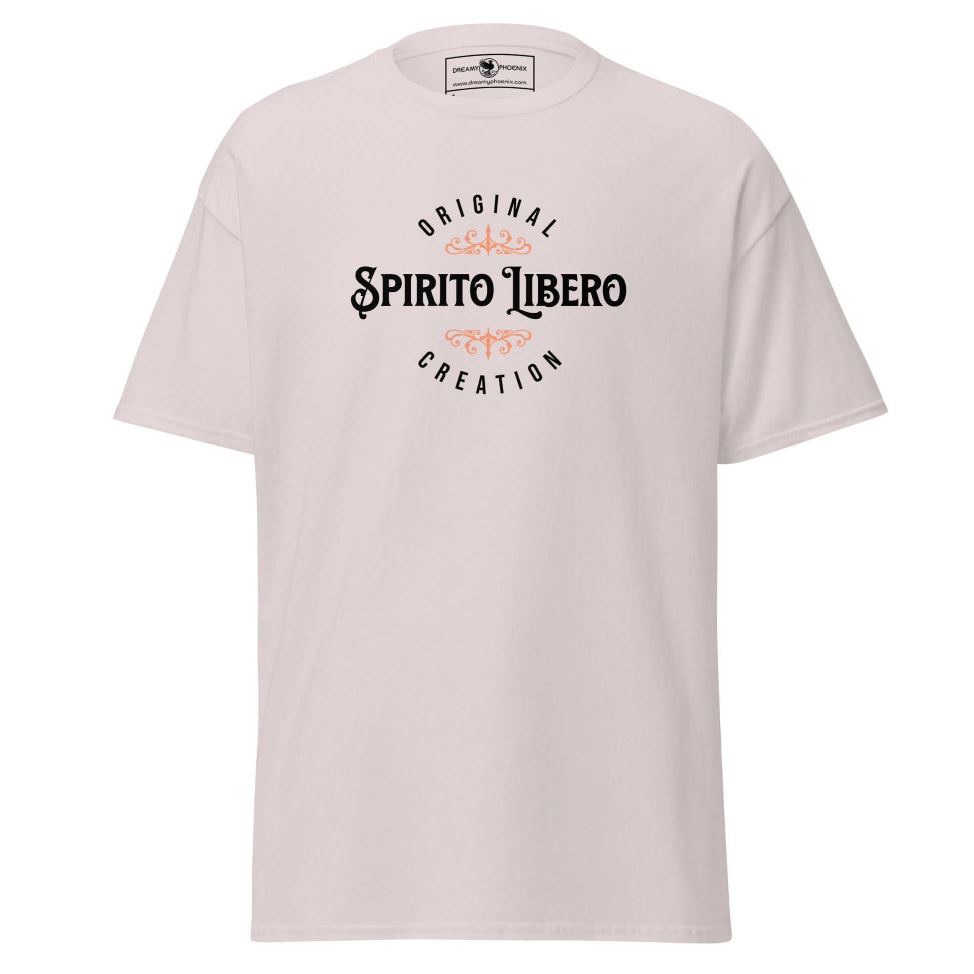 spirito-libero-free-spirit-unisex-classic-tee-ice-grey-colour-front-view-Dreamy Phoenix