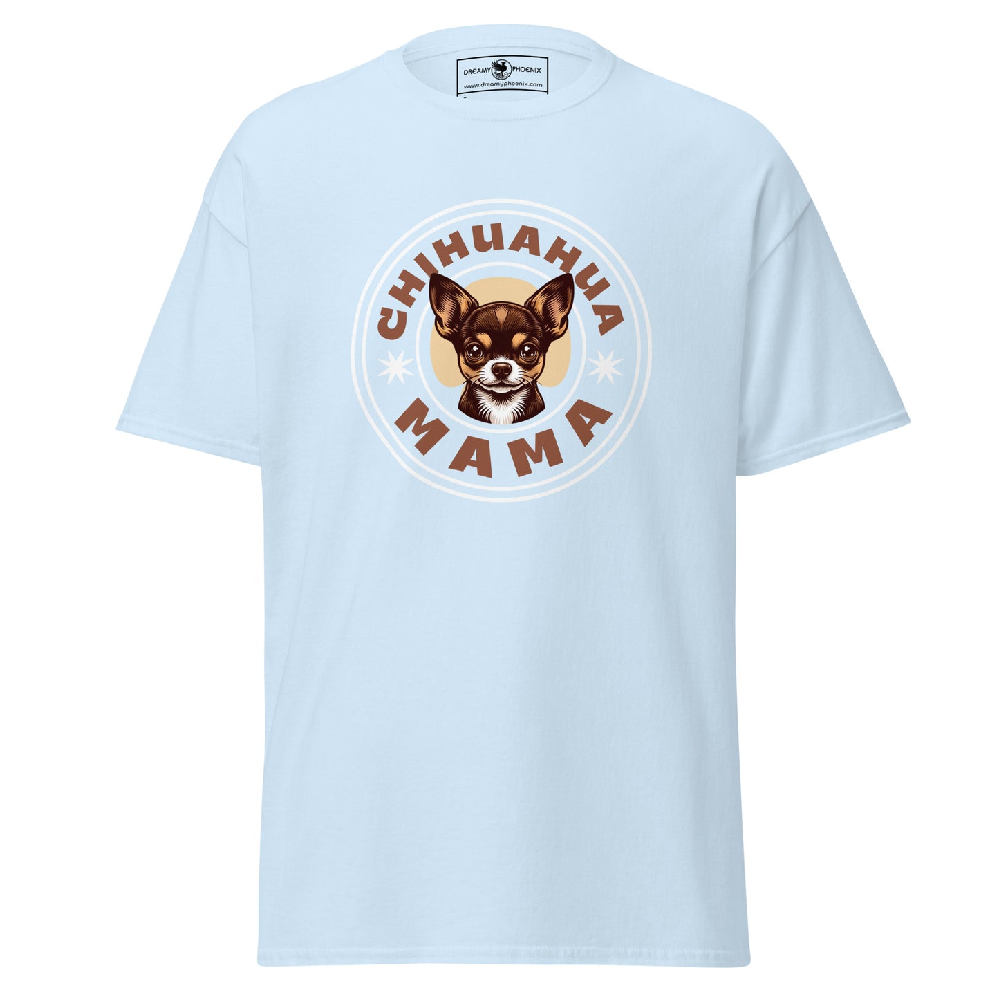 chihuahua-mama-classic-unisex-tee-light blue-colour-front-view