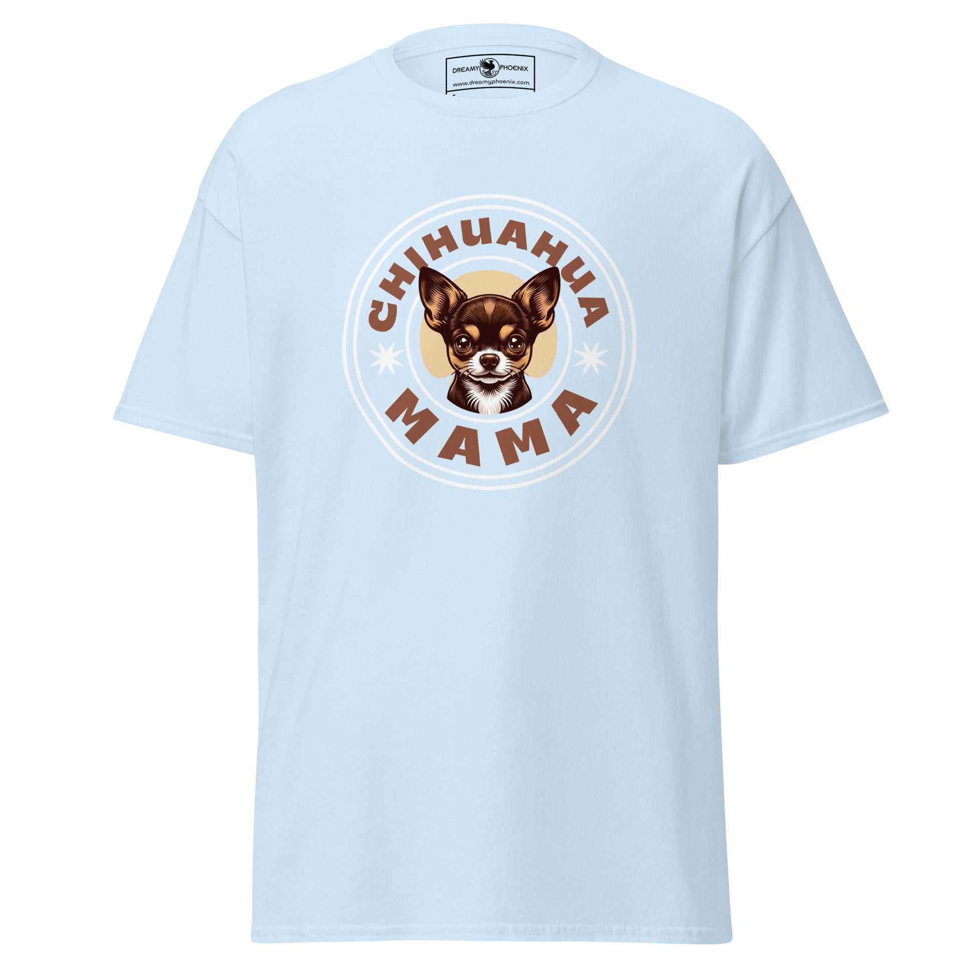 chihuahua-mama-classic-unisex-tee-light blue-colour-front-view
