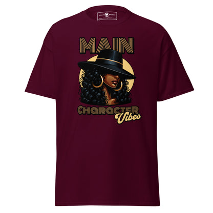 main-character-vibes-retro-motown-edition-classic-tee-maroon-colour-front-exclusive-to-Dreamy Phoenix
