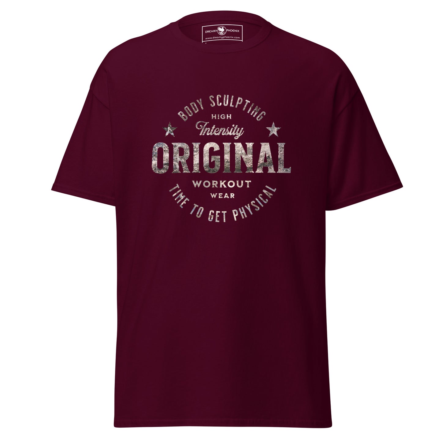 original-workout-wear-unisex-classic-gym-tee-maroon-front-view-Dreamy Phoenix