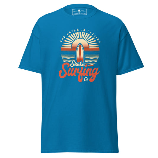 shaka-surfing-co-unisex-classic-tee-sapphire-blue-colour-front-view-Dreamy Phoenix