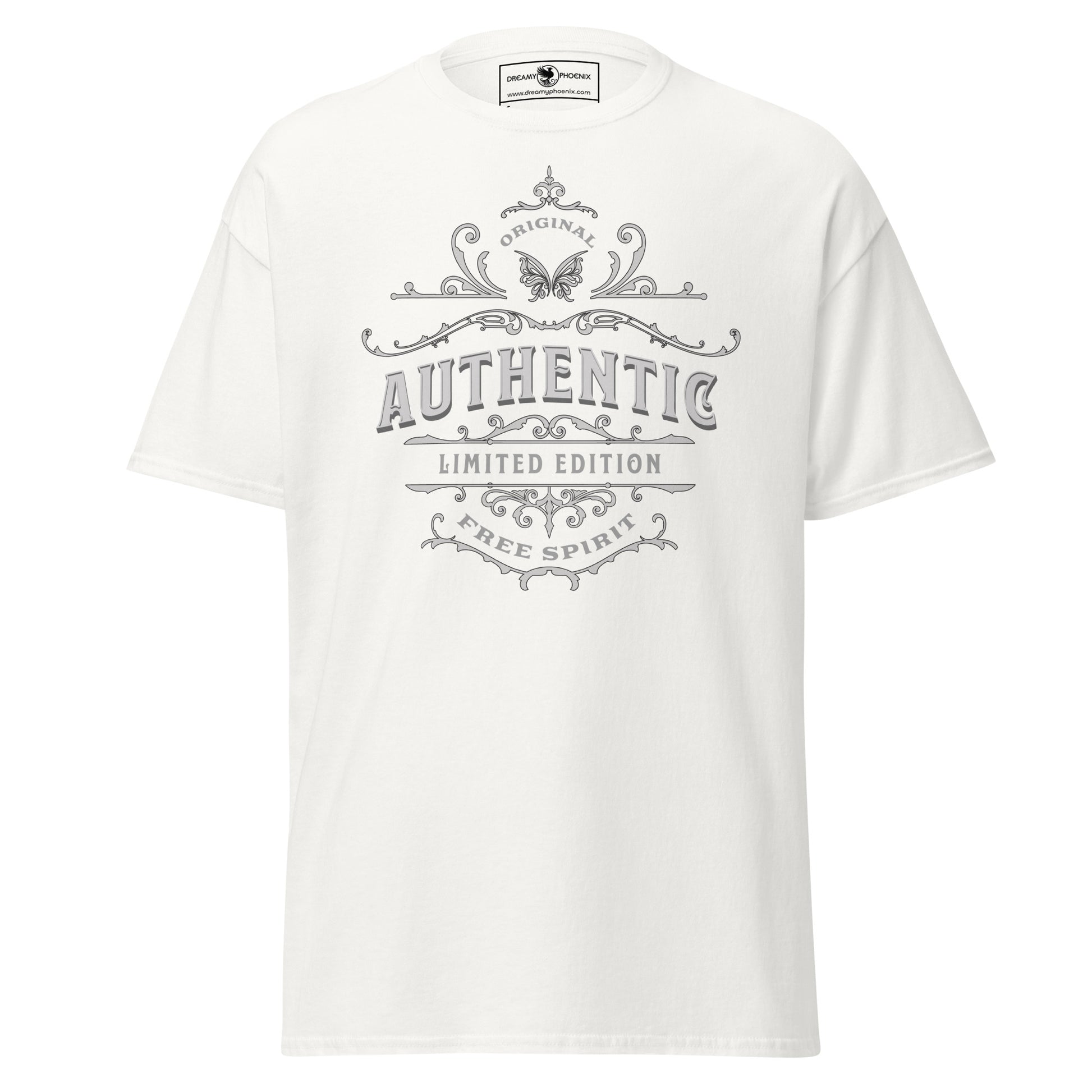 authentic-free-spirit-vintage-style-unisex-classic-tee-white-front-view-Dreamy Phoenix