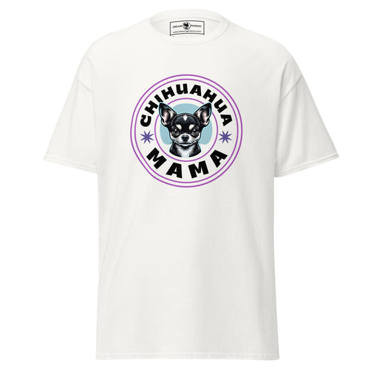 cute black chihuahua-mama-classic-tee white colour front view