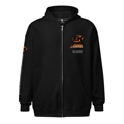 electric-karting-unisex-heavy-blend-zip-hoodie-black-front-view-Dreamy Phoenix