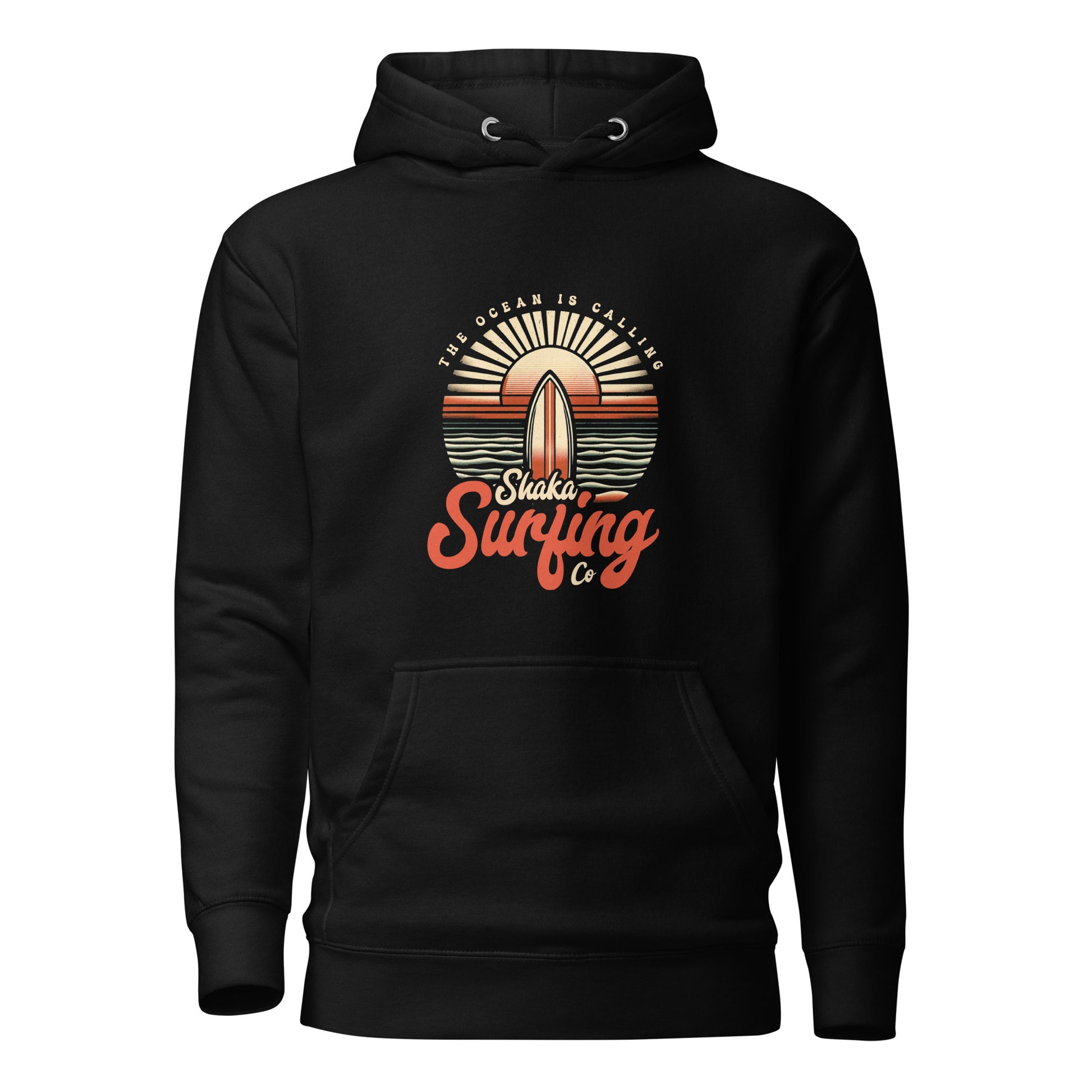 shaka-surfing-co-unisex-premium-pullover-hoodie-black-front-view-Dreamy Phoenix