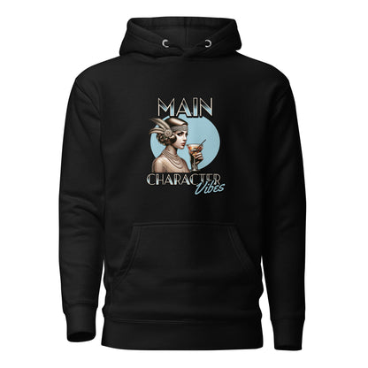 Main Character Vibes-20s-edition-unisex-premium-pullover-hoodie-black-front-view-Dreamy Phoenix