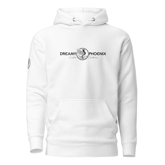 dreamy-phoenix-official-branded-unisex-premium-pullover-hoodie-white-front-view-Dreamy Phoenix
