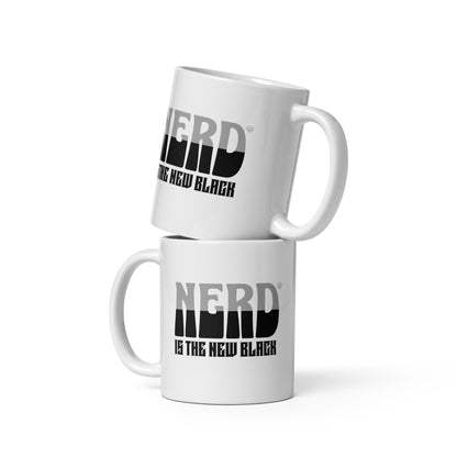 Nerd-is-the-New-Black-white-glossy-mug-11-oz-front-view-Dreamy Phoenix