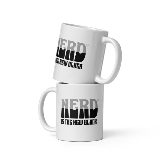 Nerd-is-the-New-Black-white-glossy-mug-11-oz-front-view-Dreamy Phoenix
