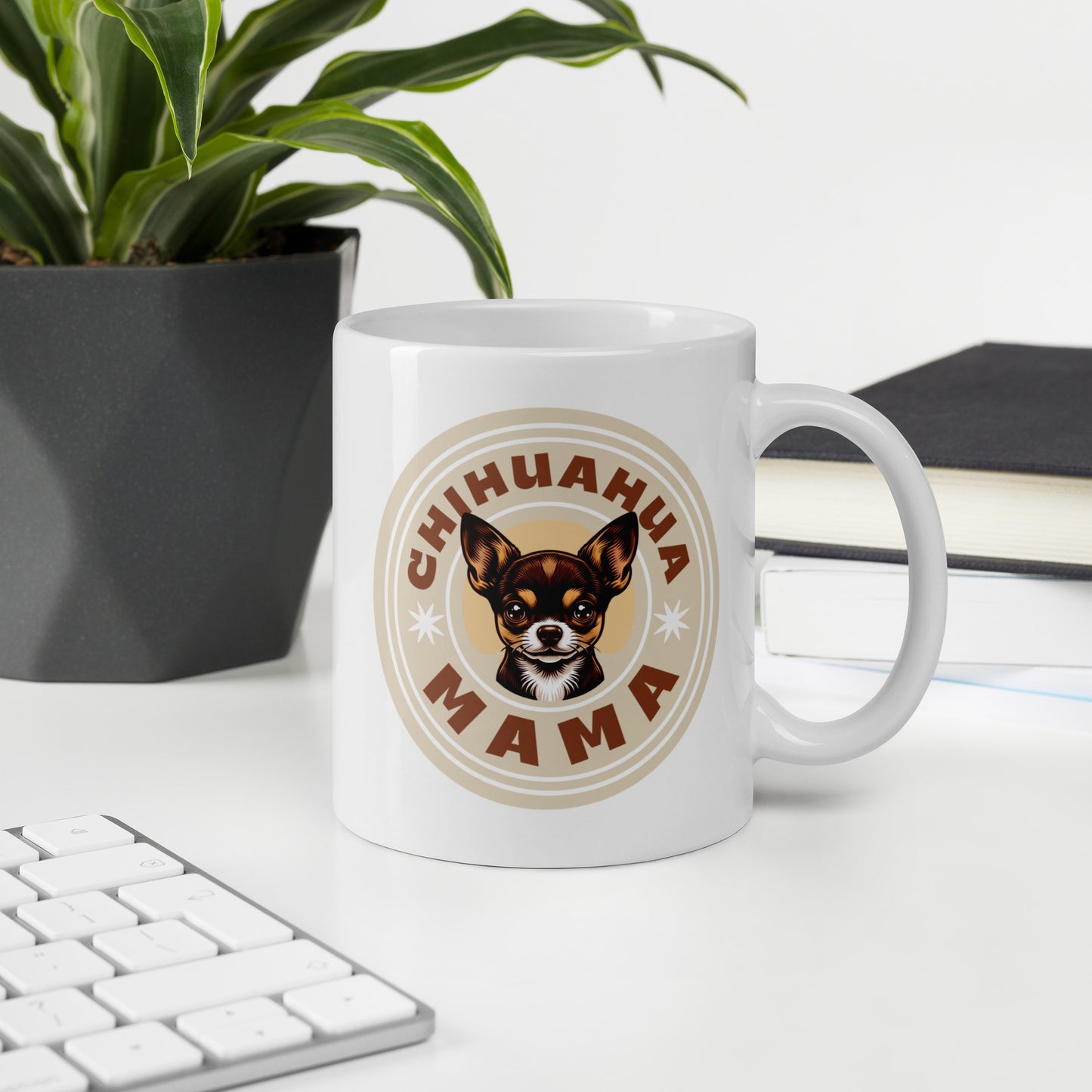 Chihuahua Mama - (Brown) Adorable White Mug for Chihuahua Moms