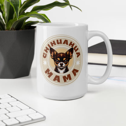 Chihuahua Mama - (Brown) Adorable White Mug for Chihuahua Moms