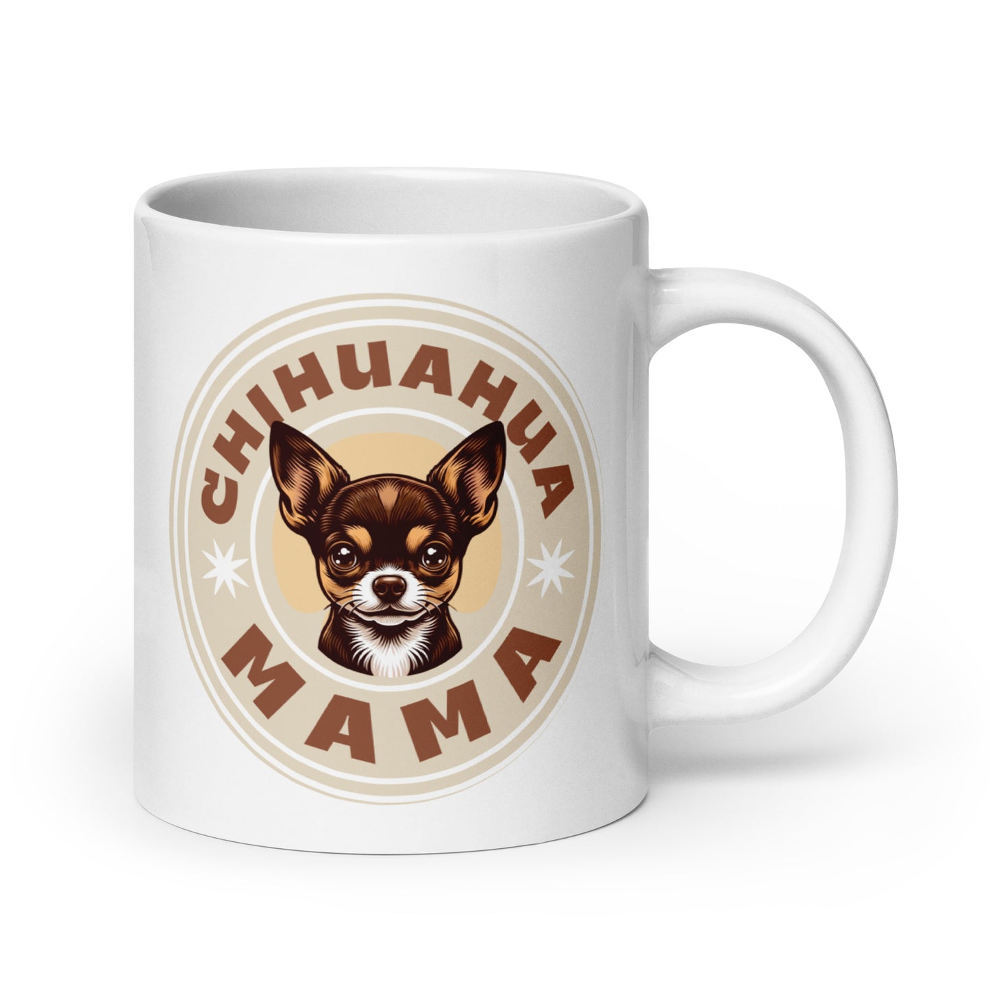 Chihuahua Mama - (Brown) Adorable White Mug for Chihuahua Moms